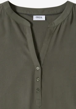 Blouse met gespleten hals en elastische zoom
