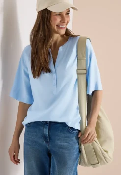 Blouse met gespleten hals en elastische zoom