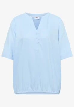 Blouse met gespleten hals en elastische zoom