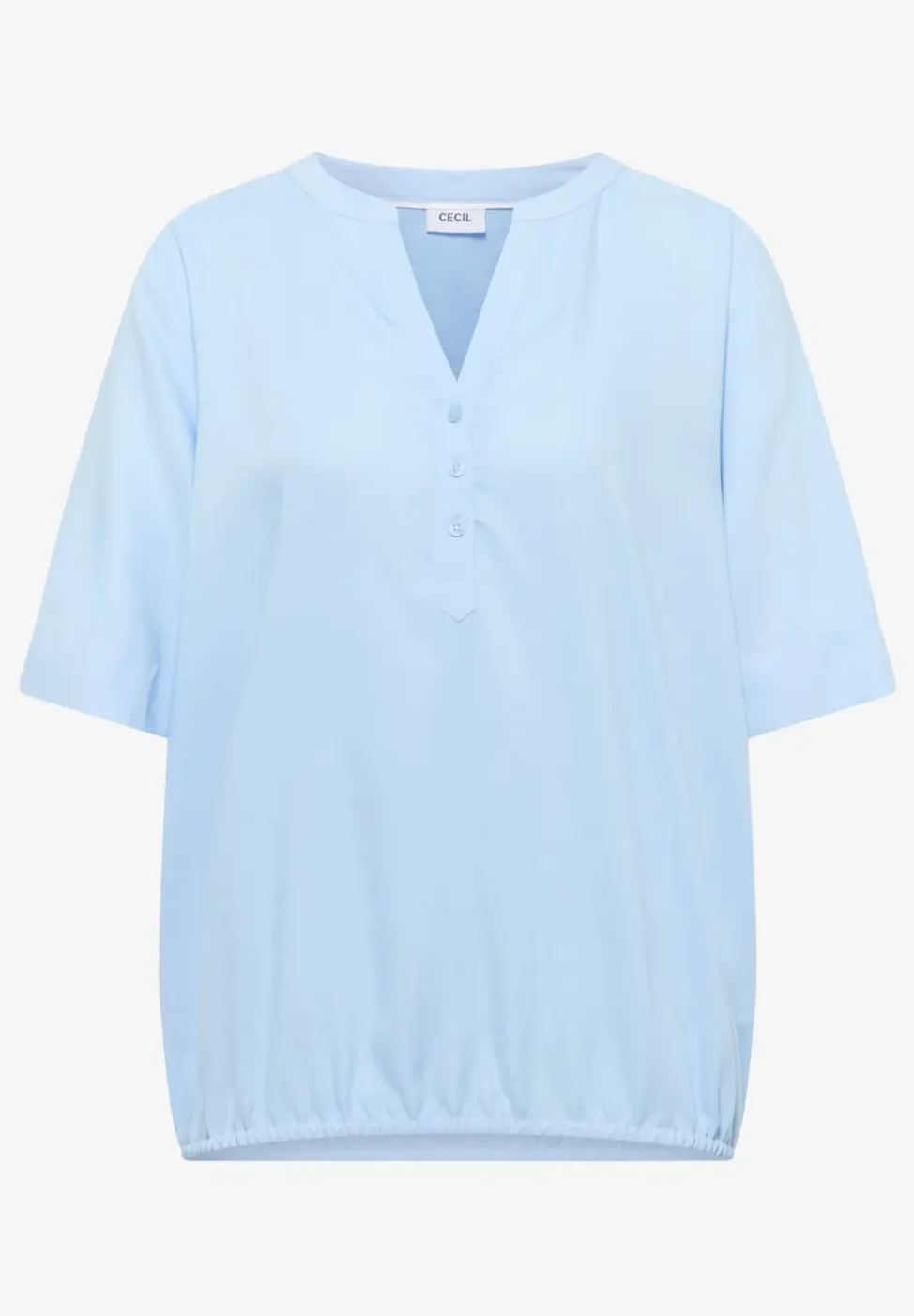 Blouse met gespleten hals en elastische zoom