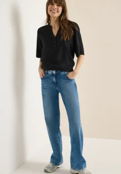 Blouse met gespleten hals en elastische zoom