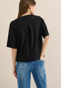 Blouse met gespleten hals en elastische zoom