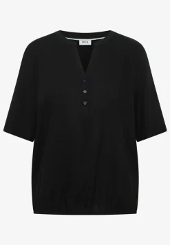 Blouse met gespleten hals en elastische zoom