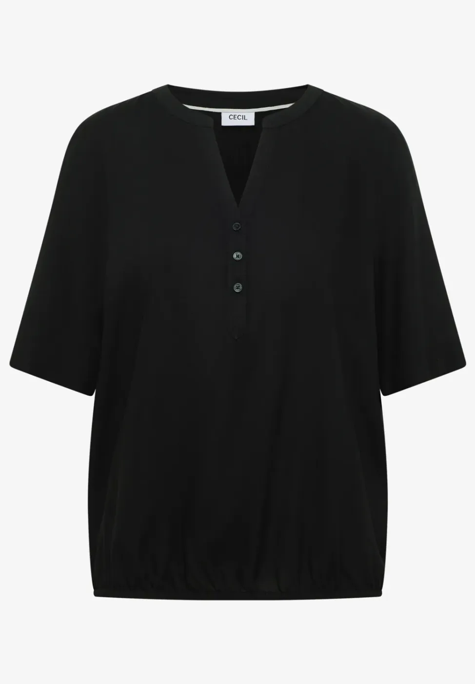Blouse met gespleten hals en elastische zoom