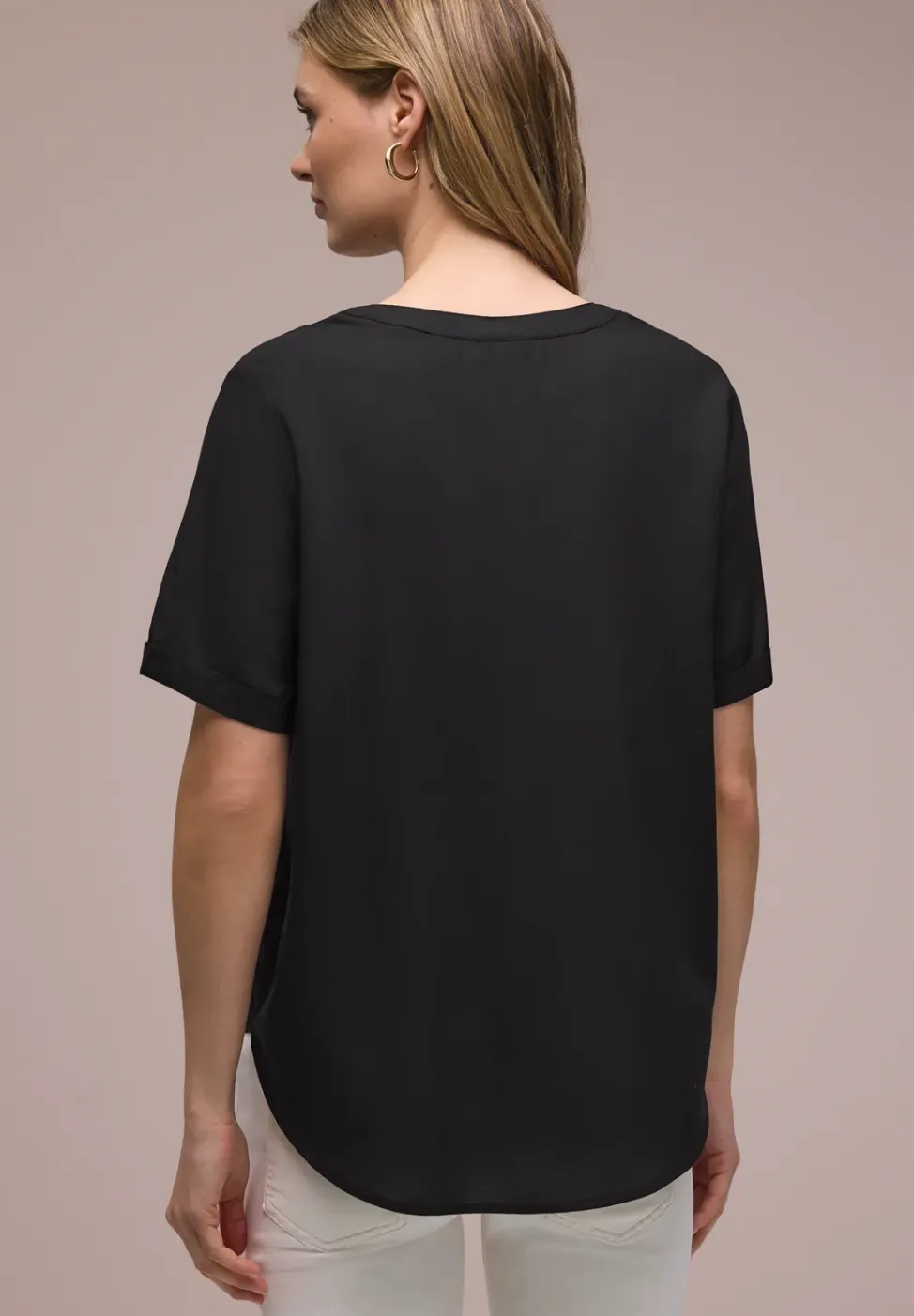 Blouse met gespleten hals en omslag