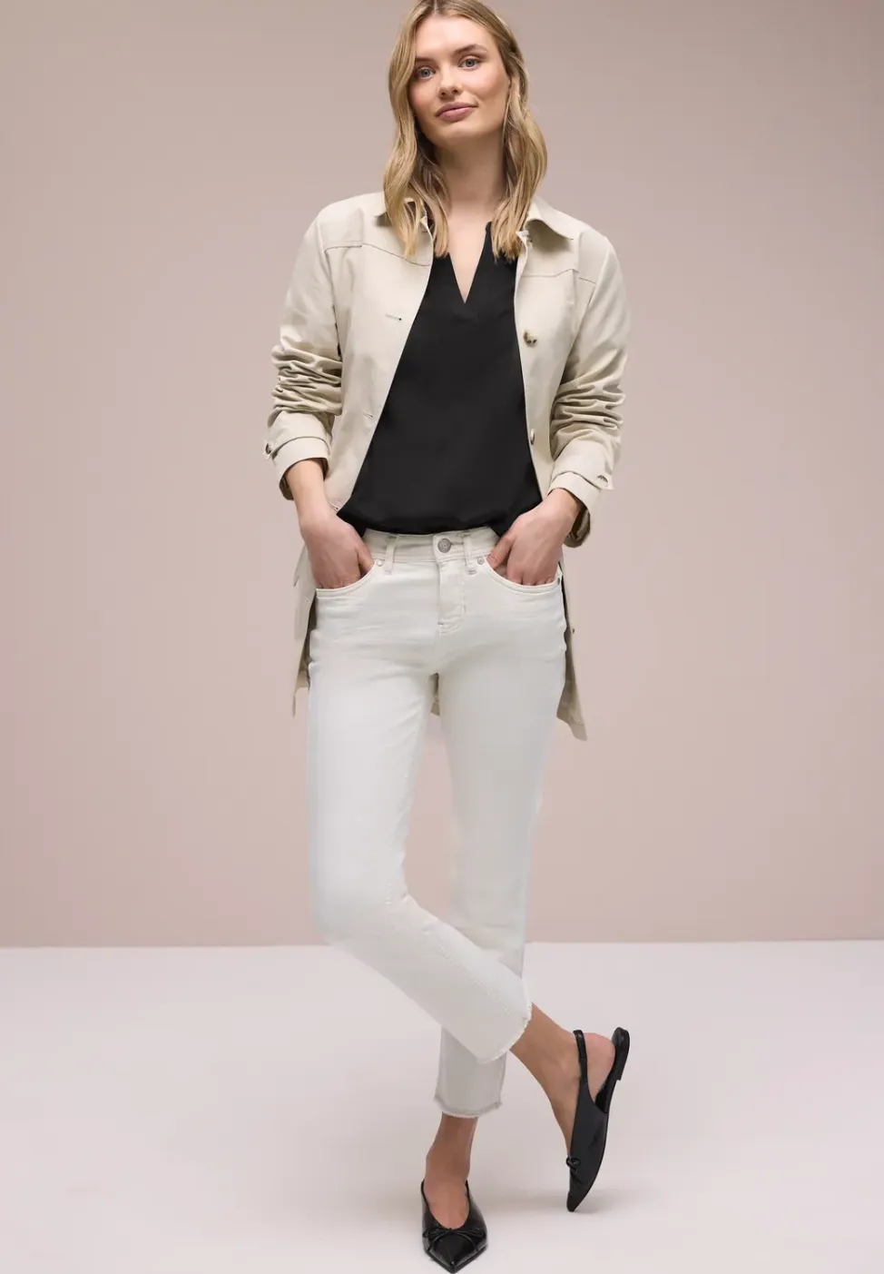 Blouse met gespleten hals en omslag