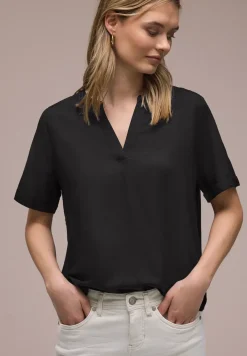 Blouse met gespleten hals en omslag