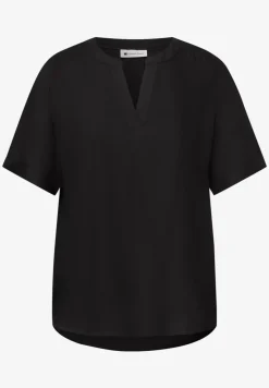 Blouse met gespleten hals en omslag