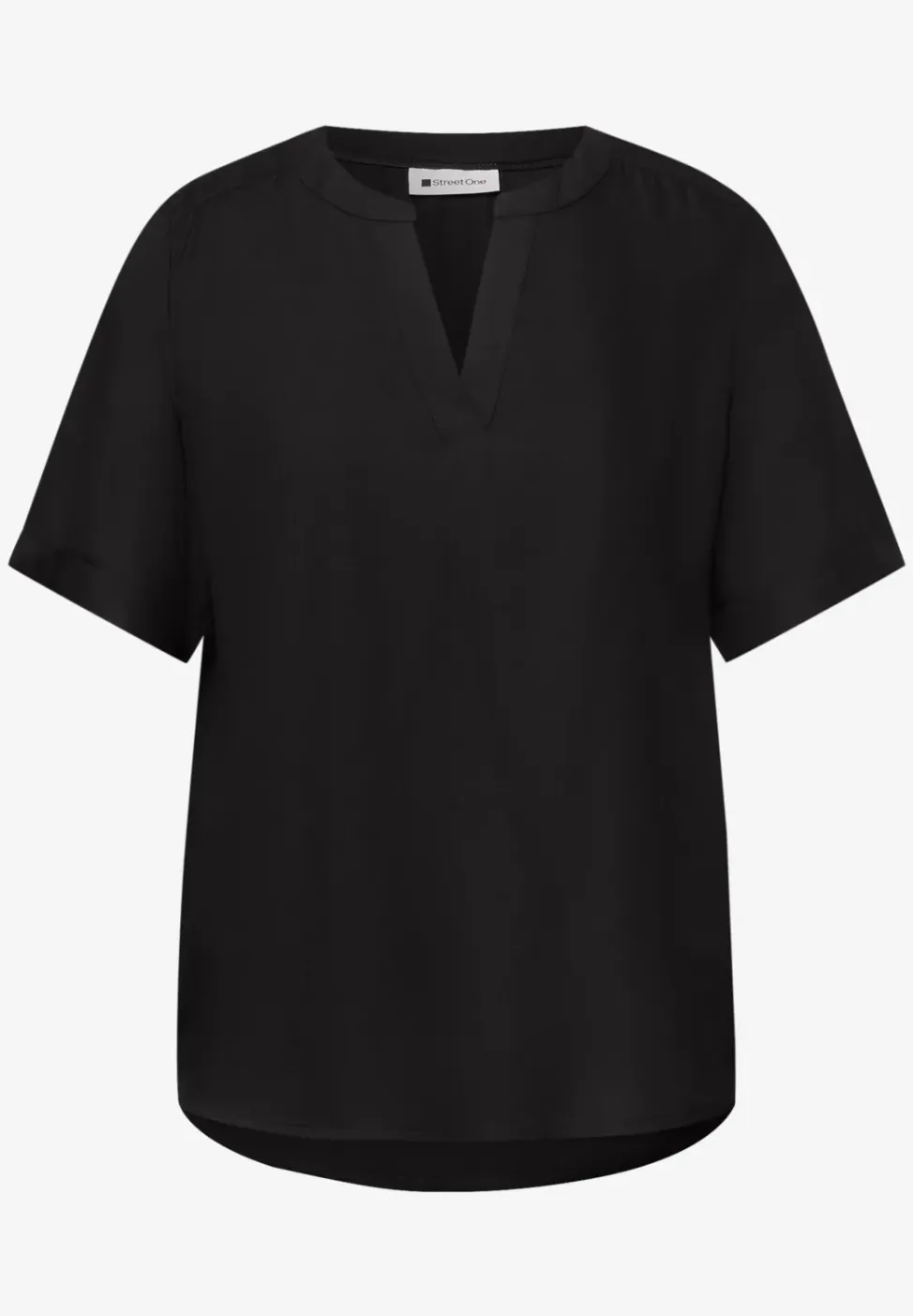 Blouse met gespleten hals en omslag