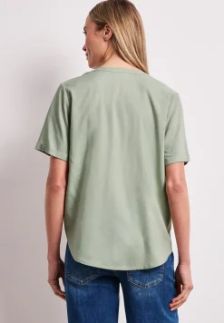 Blouse met gespleten hals en omslag