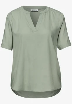 Blouse met gespleten hals en omslag