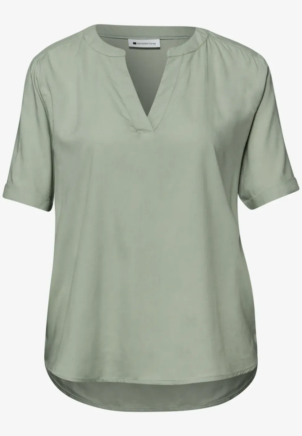 Blouse met gespleten hals en omslag