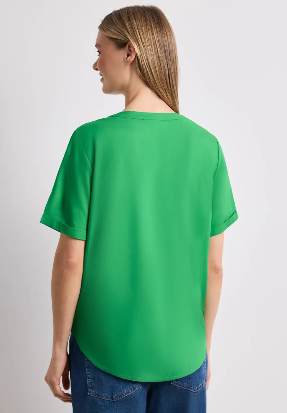 Blouse met gespleten hals en omslag
