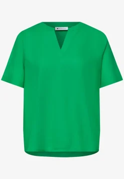 Blouse met gespleten hals en omslag
