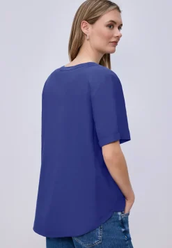 Blouse met gespleten hals en omslag