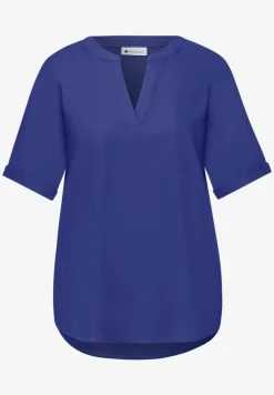 Blouse met gespleten hals en omslag