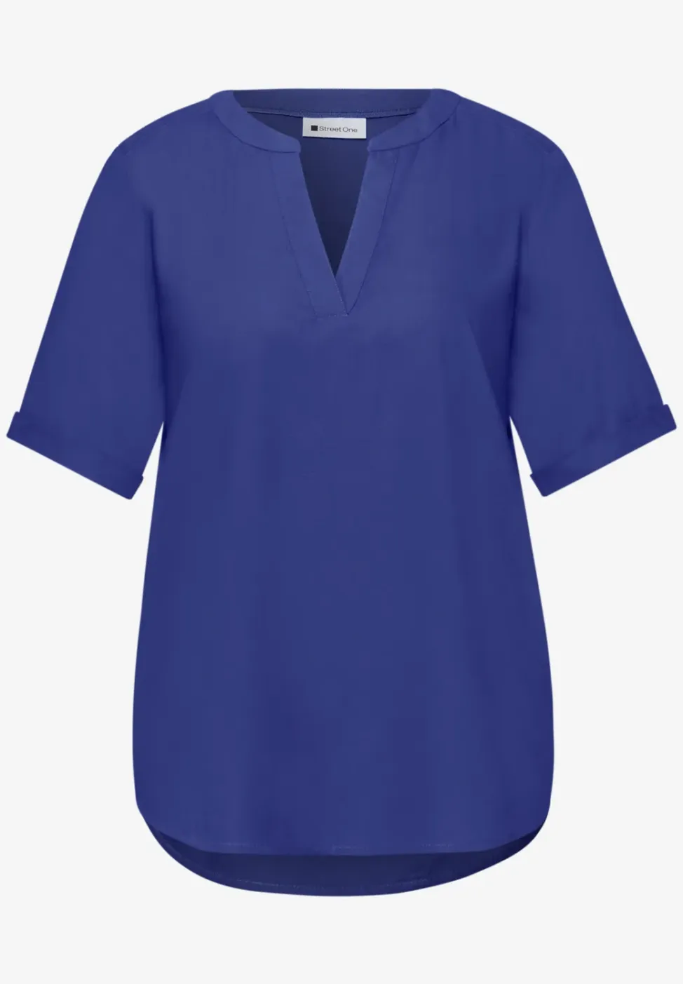 Blouse met gespleten hals en omslag
