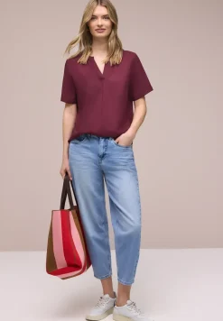 Blouse met gespleten hals en omslag