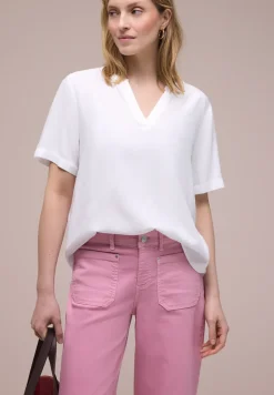 Blouse met gespleten hals en omslag