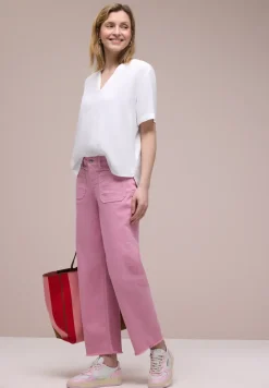 Blouse met gespleten hals en omslag