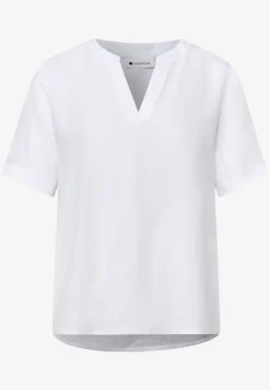 Blouse met gespleten hals en omslag