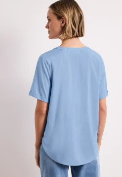 Blouse met gespleten hals en omslag