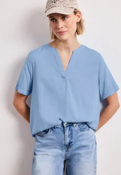 Blouse met gespleten hals en omslag
