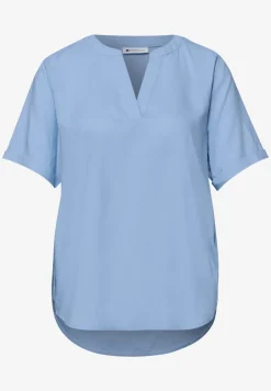Blouse met gespleten hals en omslag