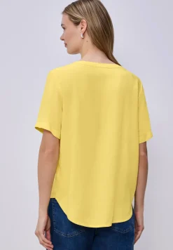 Blouse met gespleten hals en omslag