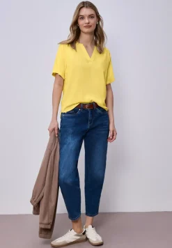 Blouse met gespleten hals en omslag