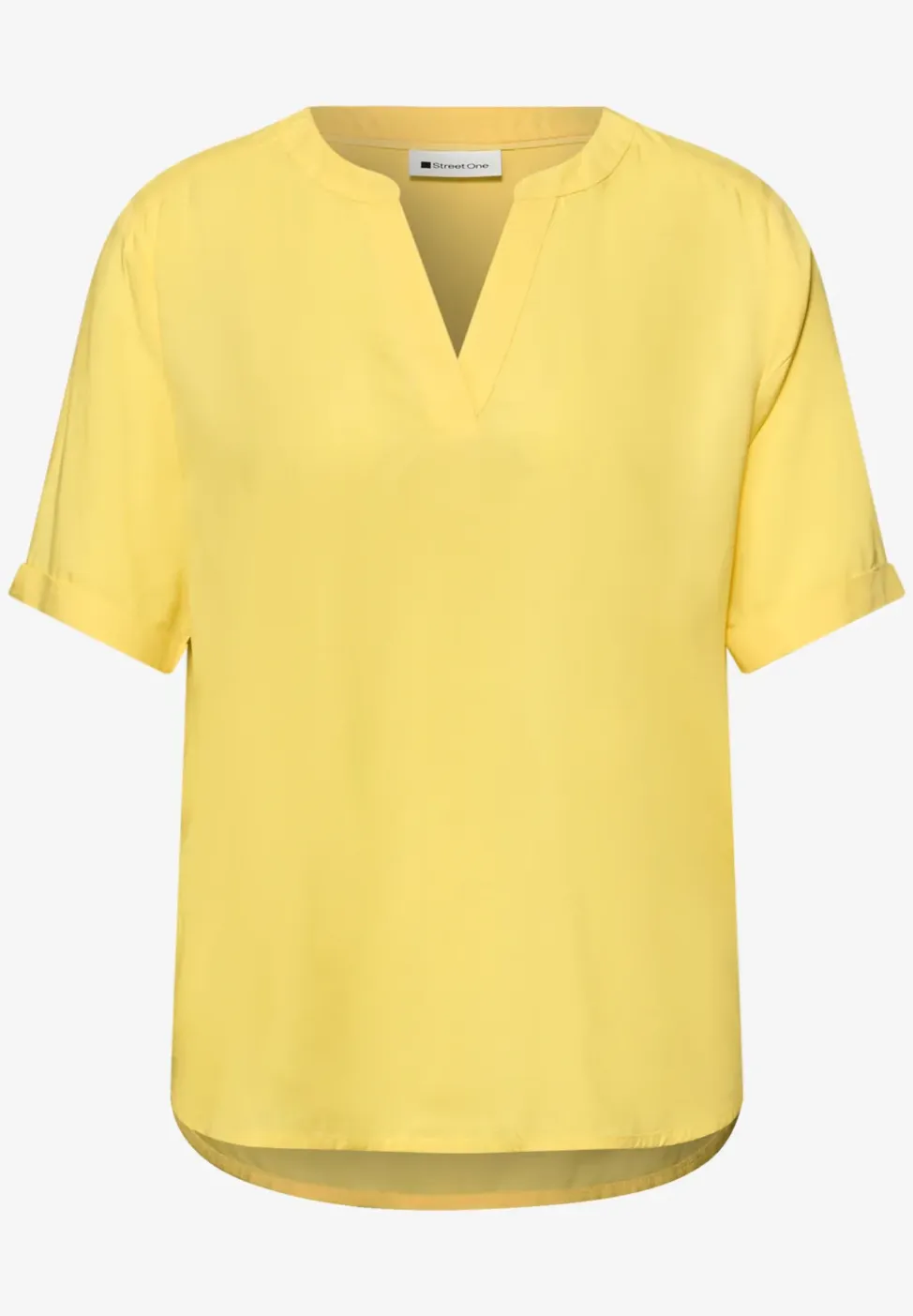 Blouse met gespleten hals en omslag