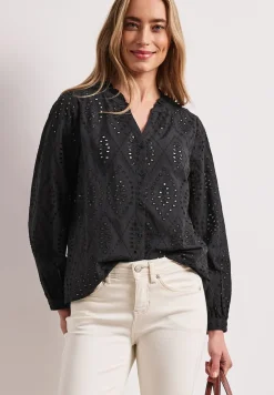 Blouse met gespleten hals en Shiffley-patroon