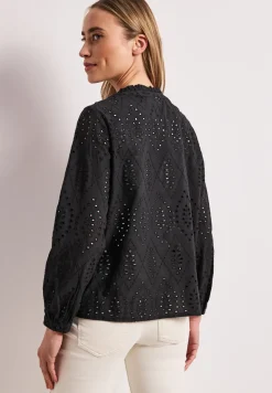 Blouse met gespleten hals en Shiffley-patroon