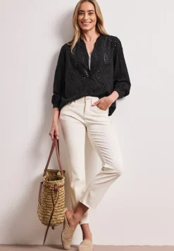 Blouse met gespleten hals en Shiffley-patroon