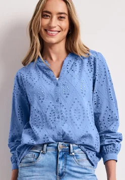 Blouse met gespleten hals en Shiffley-patroon