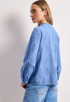 Blouse met gespleten hals en Shiffley-patroon