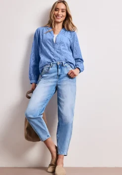 Blouse met gespleten hals en Shiffley-patroon