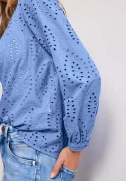 Blouse met gespleten hals en Shiffley-patroon