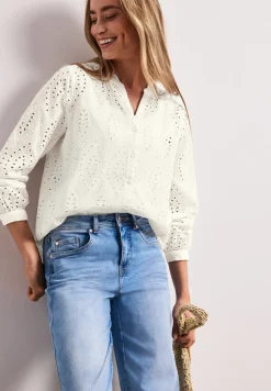 Blouse met gespleten hals en Shiffley-patroon