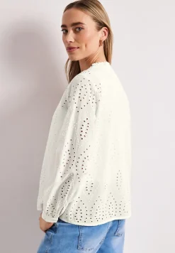 Blouse met gespleten hals en Shiffley-patroon