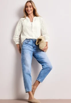 Blouse met gespleten hals en Shiffley-patroon
