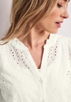 Blouse met gespleten hals en Shiffley-patroon