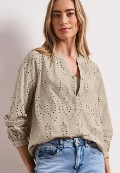 Blouse met gespleten hals en Shiffley-patroon