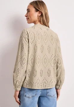 Blouse met gespleten hals en Shiffley-patroon