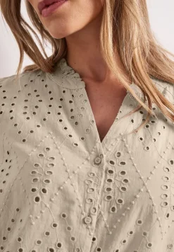 Blouse met gespleten hals en Shiffley-patroon
