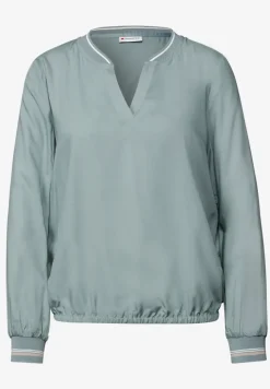 Blouse met gespleten hals en tape