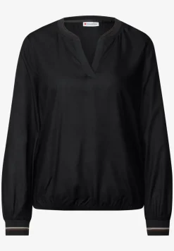 Blouse met gespleten hals en tape