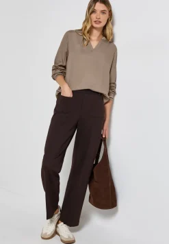 Blouse met gespleten hals en tape