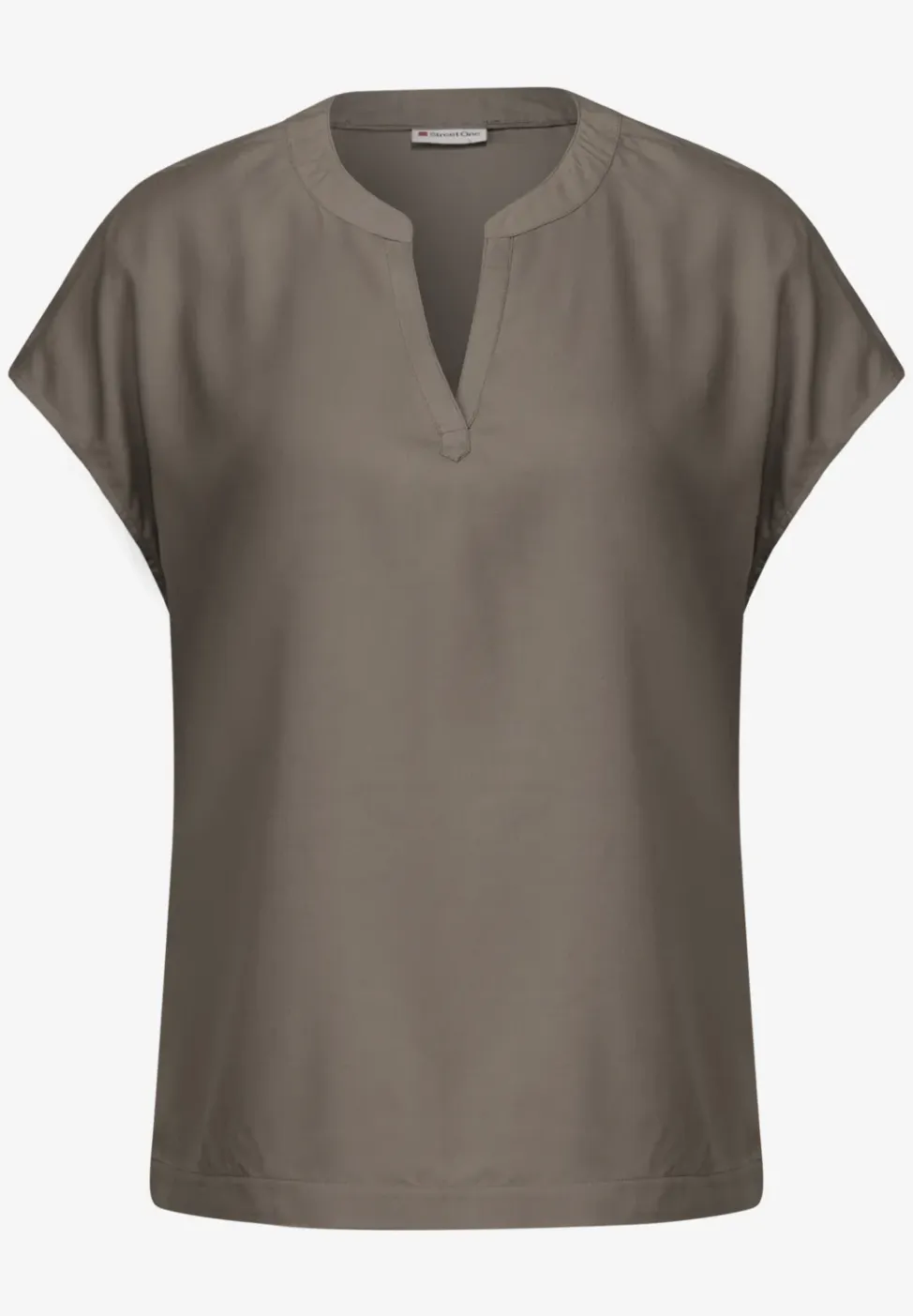 Blouse met gespleten hals in effen kleur