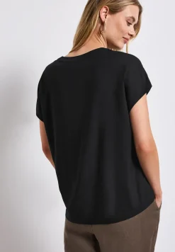 Blouse met gespleten hals in effen kleur